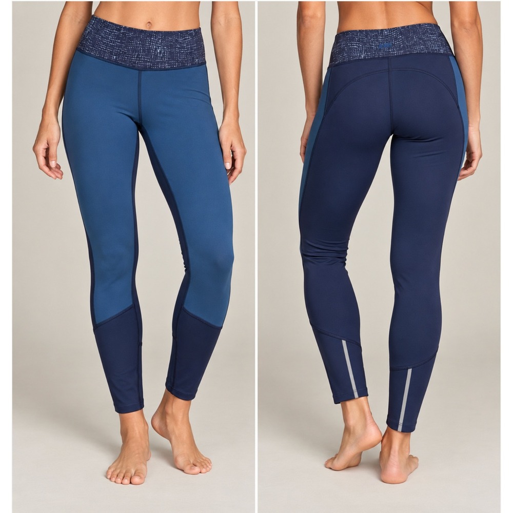 REI Colorblock Leggings M Blue Reflective Hiking Activewear Gorpcore Running